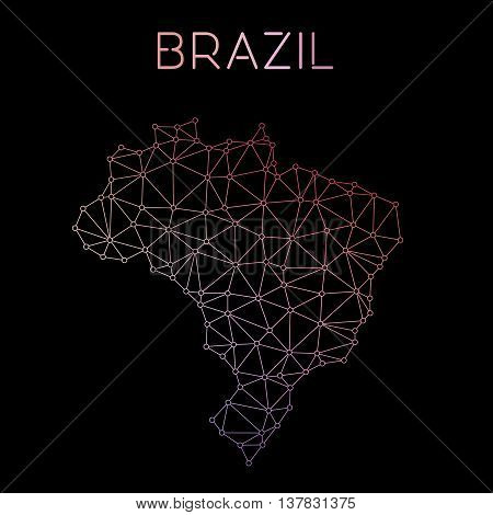 Brazil Network Map. Abstract Polygonal Map Design. Network Connections Vector Illustration.