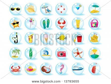 Vector Illustration Sommer Strand Reise-Ikonen