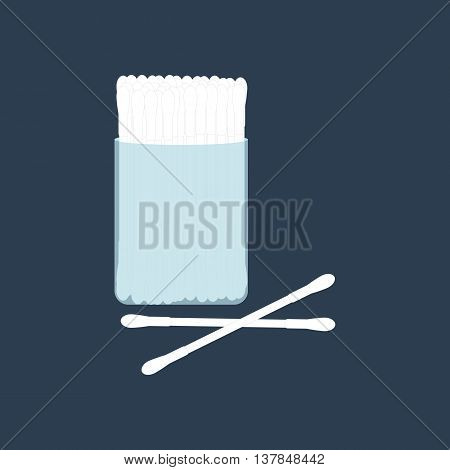 Cotton buds for adults. Ear hygiene. Vector illustration