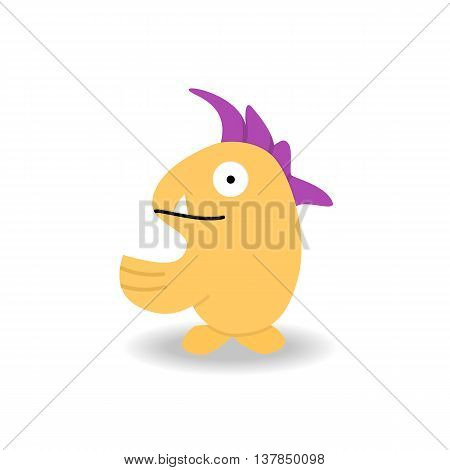 Cartoon cute monster on white background. Vector illustration.