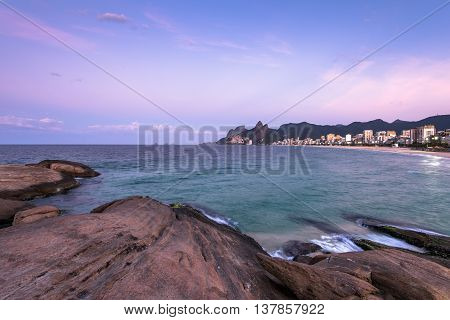 View from the Arpoador rock before the sunrise in Rio de Janeiro