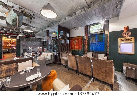 MOSCOW/RUSSIA - DECEMBER 2014. Interior retro restaurant 