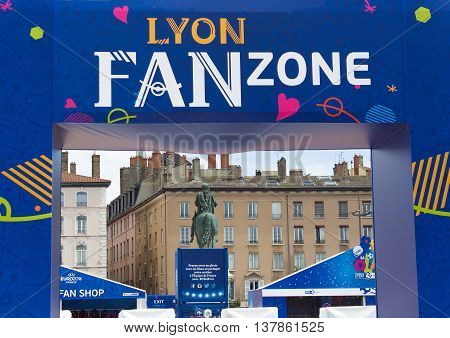 Lyon, France - June 16, 2016: fan zone of the European Football Championship EURO 2016