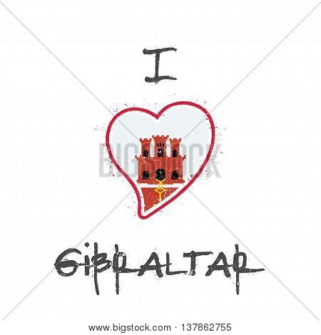 Gibraltar Flag Patriotic T-shirt Design. Heart Shaped National Flag Gibraltar On White Background. V