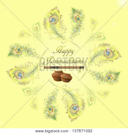 Vector illustration festival of Happy Krishna Janmashtami.