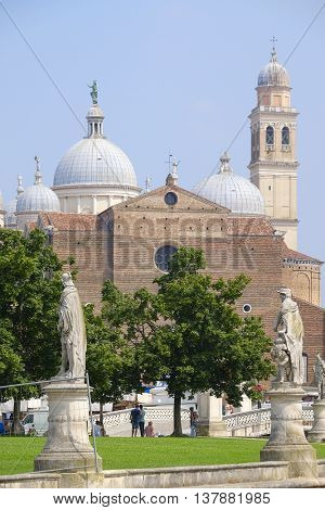 PADOVA, ITALY - JULY, 9, 2016: St. Anthony Cathedral in Padova, Italy. Veiw from Prato della Valle