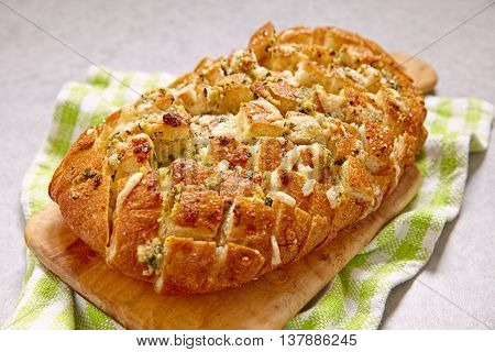 Fresh pull apart cheese and garlic bread