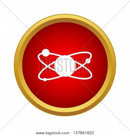 Planets and orbits icon in simple style in red circle. Space symbol