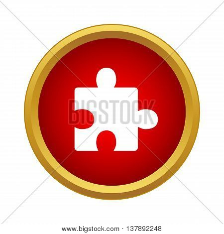 One puzzle icon in simple style in red circle. Game symbol