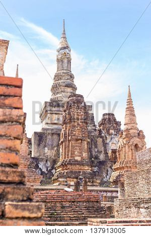 pagoda Sukhothai's style name's Phum-kaw-bin in Sukhothai historical park Thailand