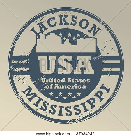 Grunge rubber stamp with name of Mississippi, Jackson, vector illustration