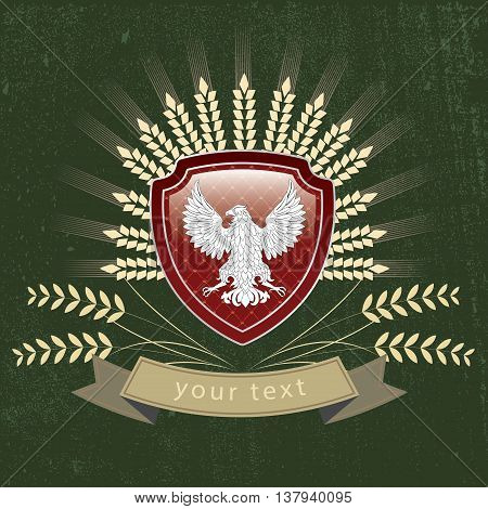 Vector vintage logo of the eagle on the shield