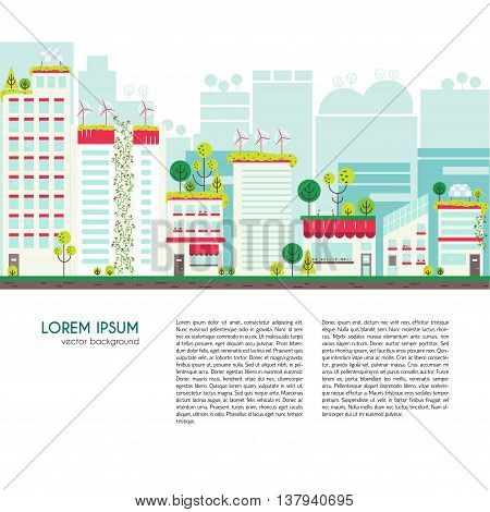 Flat Design Vector Illustration With Ecology City.