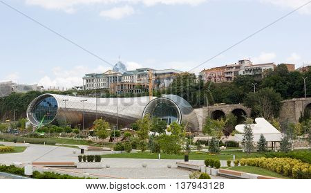 TBILISI, GEORGIA -August 7, 2013. :Construction of the concert hall in Tbilisi. Tbilisi is the capital of Georgia