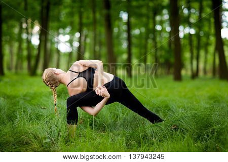 Beautiful Yoga Session In Woods