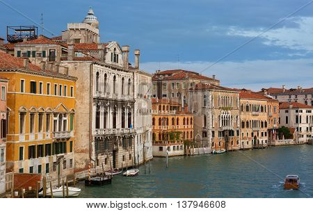 Gondolas and boats in the Grand Canal Venice