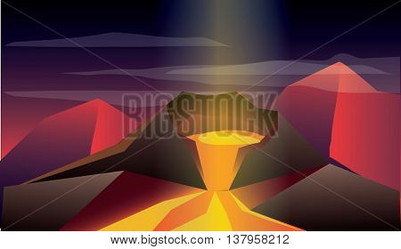 low polygon illustration of natural disasters volcano
