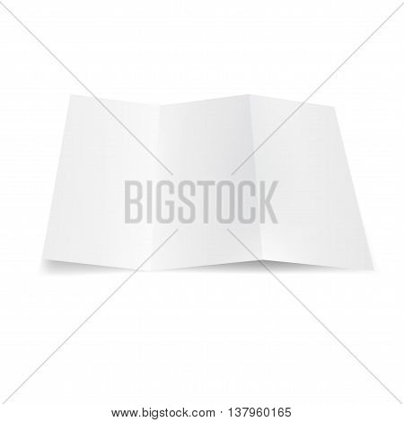 Blank Trifold Paper Leaflet, Flyer, Broadsheet, Flier, Follicle, Leaf A4 With Shadows.