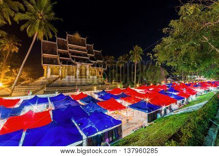 Night Souvenir Market In National Museum At Luang Prabang, Laos
