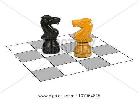 Chess knights isolated on white background