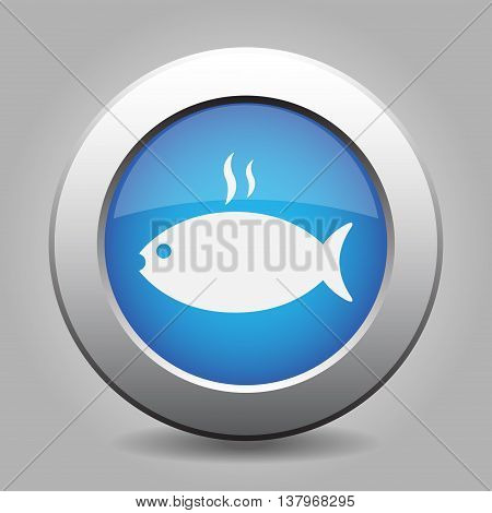 blue metal button - white grilling fish with smoke
