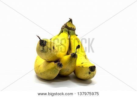 bunch of bananas on white background with path