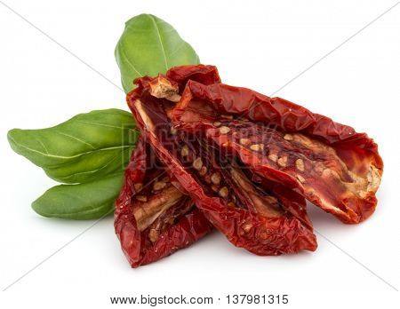 Dried tomatoes isolated on white background cutout