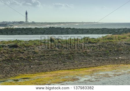 Lighthouse and the Kizilirmak river delta, Turkey