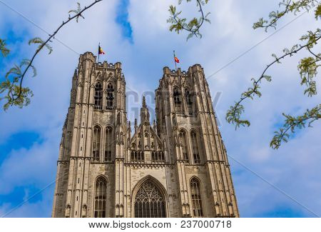 Saint Michael and Gudula cathedral in Brussels Belgium - architecture background