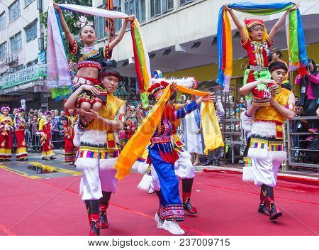 Hong Kong - March 04 : Participants In The 14th Tai Kok Tsui Temple Fair In Hong Kong On March 04 20