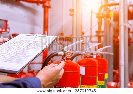 Engineer Checking Industrial Fire Control System,fire Alarm Controller, Fire Notifier, Anti Fire.sys