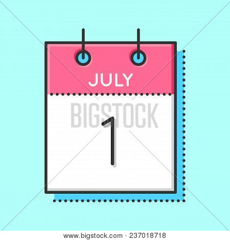 Vector Calendar Icon. Flat And Thin Line Vector Illustration. Calendar Sheet On Light Blue Backgroun