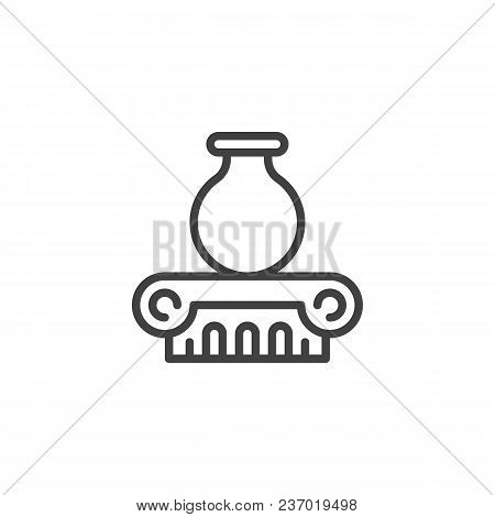 Ancient Greek Vase On Column Outline Icon. Linear Style Sign For Mobile Concept And Web Design. Amph
