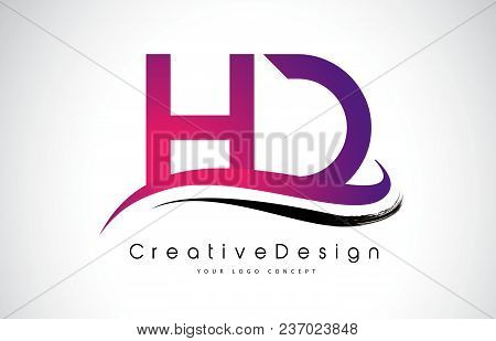 Hd H D Letter Logo Design In Black Colors. Creative Modern Letters Vector Icon Logo Illustration.