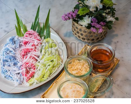 Thai Traditional Sweetmeat, Kind Of Sweetmeat Made In The Shape Of Vermicelli