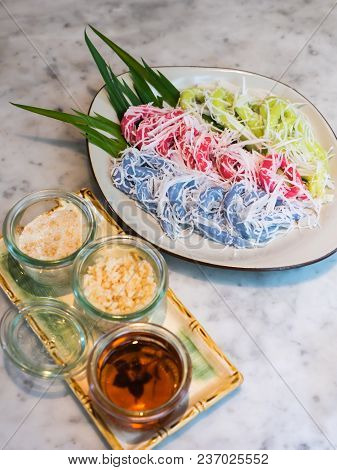 Thai Traditional Sweetmeat, Kind Of Sweetmeat Made In The Shape Of Vermicelli
