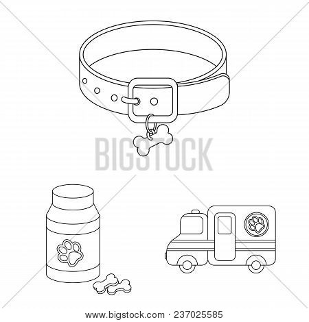 Veterinary Clinic Outline Icons In Set Collection For Design. Treatment Of A Pet Vector Symbol Stock