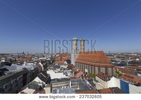 Munich And Its Cathedral Seen From Height.
