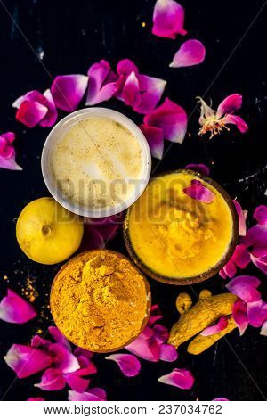 Chana,haldi,limbo & Milk  Ka Ubtan Or Ayurvedic Face Pack Of Turmeric, Lemon,gram Flour & Milk On Wo
