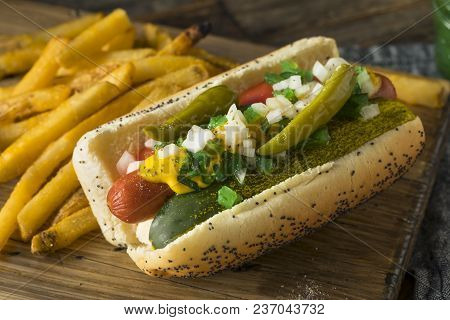 Homemade Chicago Style Hot Dog With Mustard