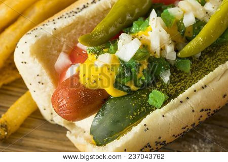Homemade Chicago Style Hot Dog With Mustard