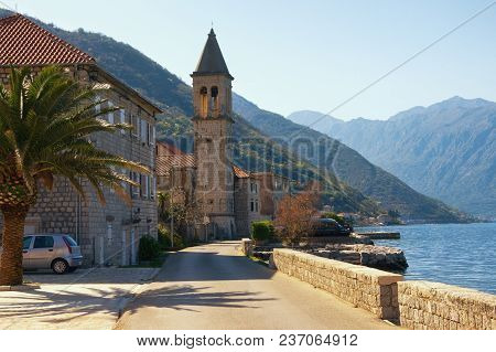 Mediterranean Landscape. Montenegro, Bay Of Kotor (adriatic Sea),  Stoliv Village With Name Of Mary 