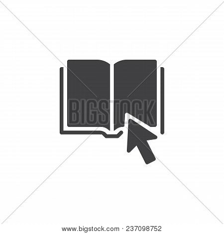 Click On Book Vector Icon. Filled Flat Sign For Mobile Concept And Web Design. Book Mouse Cursor Sim