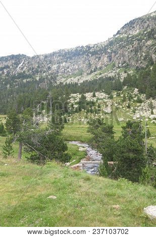 Amazing View Of Llubriqueto Valley In National Park Aiguestortes In Catalonia, Spain