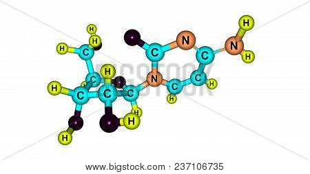 Cytidine Molecular Structure Isolated On White Background
