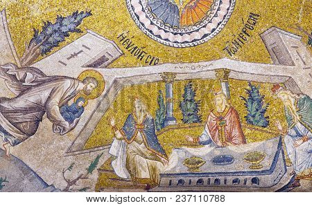 Ancient Mosaic In Church Of Holy Saviour In Chora In Istanbul, Turkey