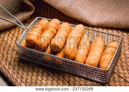 Latinamerican Fast Food Called Tequeños Made Of Fried Corn Filled With Cheese.