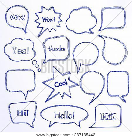 Vector Talk And Thought Sketch Bubbles.