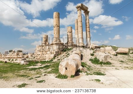 The Temple Of Hercules In The Citadel Of Amman, Jordan.