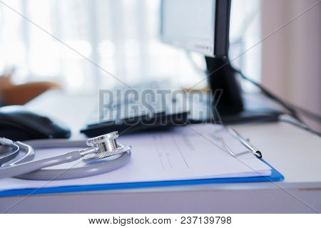 Healthcare And Medical Concept, Doctor Working Seaching Information Patient Database Through Interne